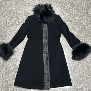 St. John Cashmere and Fox fur trim Coat